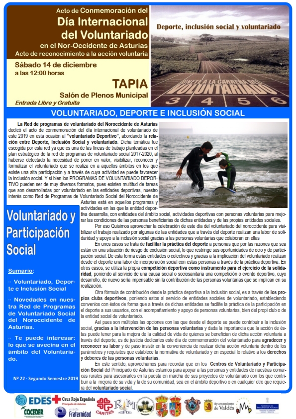 hoja semestral de la red de programas de voluntariado del noroccidente de asturias